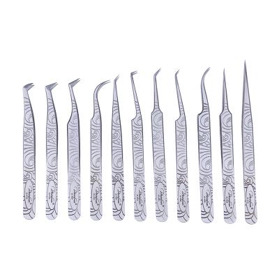 China DancingSwan Straight Private Label Stainless Steel Russian Volume Eyelash Extension Tweezers for sale