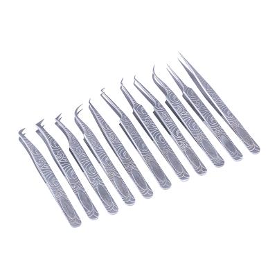 China Private Label Stainless Steel Straight Russian Volume Tweezers Kit For Eyelash Extension for sale