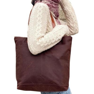 China Eco-friendly Reusable leather handle vinicolor canvas tote bag for sale