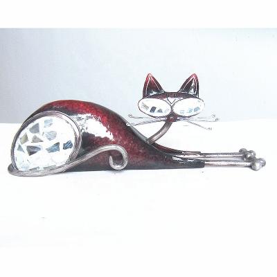 China Europe UPGRADE Home Ornaments Craft Cat Statue Table Decor Wrought Iron for sale