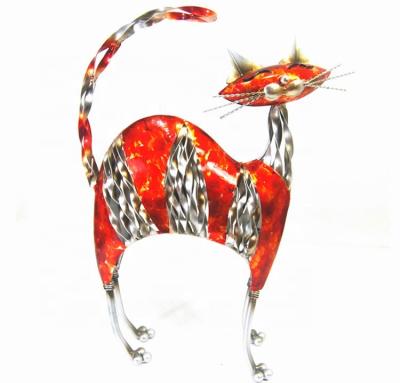 China Traditional UPGRADE Beautiful Gift Wholesale Handmade Twisted Metal Opens Rainbow Cat Figurines Table Home Decor for sale