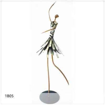 China Modern Home Decoration Classical Home Decoration Ballet Dance Girls Stand Metal Figurines for sale