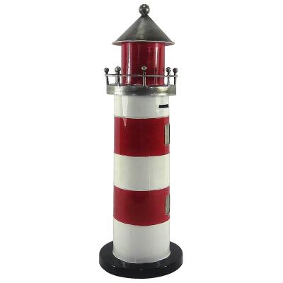 China Europe Iron Lighthouse Funny Piggy Bank Customize Logo Metal Crafts Saving Pot Decor for sale