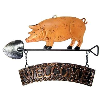 China Europe UPGRADE Iron Crafts Wall Hanging Decoration Vintage Farm Animal Welcome Sign Wholesale Decor for sale