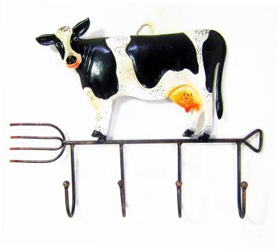 China Rustic Metal Cow Shape Decorative Hook Wall Hanging Key Hook for sale