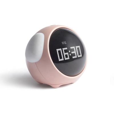 China Acoustic Night Light ENHANCE Digital New Gift For Kids Cute Round Shape LED Smart Emoji Display Alarm Clock for sale