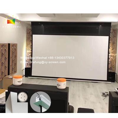 China Recessed In-Ceiling Electric Projector Screen With 4K/8K Sound Perforated Acoustic Transparency Projection Screens for sale