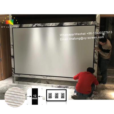 China XY Screen 4K White Ultra Thin Frame Projection Screen 2.35:1 With Sound Max Acoustic Transparent Woven Projector Screen for sale