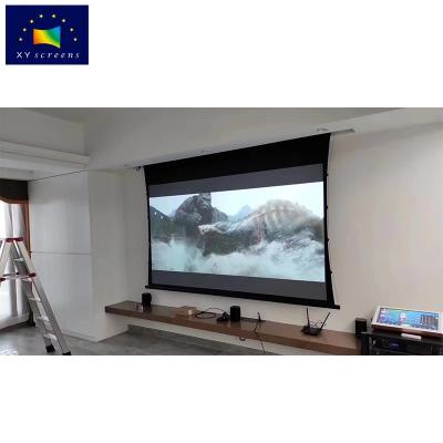 China High Class Tensioned Motorized Intelligent Electric 4K Ambient Light Rejecting Cinema Screen For Home Theater Projector for sale