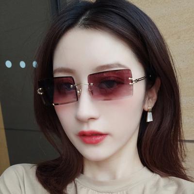 China New Fashion Square Shaving Women's Frameless Shaving Sunglasses Women's Ti Gradient Sunglasses for sale