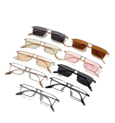 China Fashion sunglasses 2021 small frame sunglasses of new Central Institute of Statistics sunglasses main square color metal light green for sale