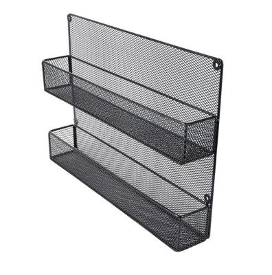 China Wall Mounted Organizer Shelf Holder Black Spice Racks Factory Wholesale Viable Kitchen Tableware Items for sale