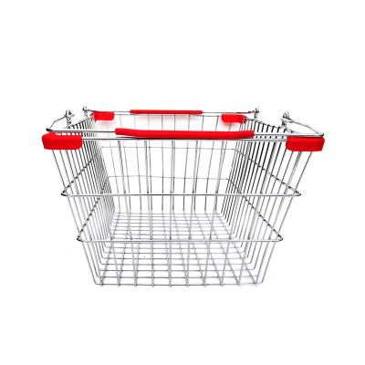 China Two Handle Wholesale Stores And Supermarket Equipment Wholesale Price Rectangular Metal Basket With Handle for sale