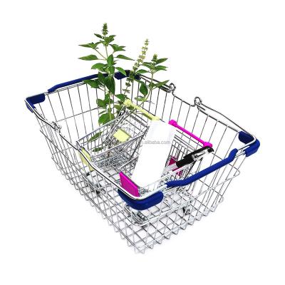 China Two Handle Two Handle Metal Supermarket Basket Stackable Hand Handing Iron Safety Shopping Basket for sale