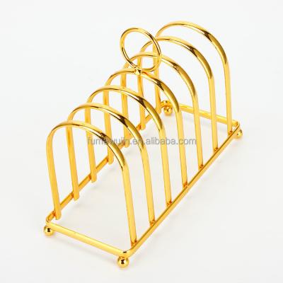 China Sustainable Style Iron Metal Gold Color Dishes Buffets Organizer Standing Dish Rack Rack for sale