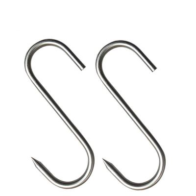 China food & Beverage Chins Fabricate Chrome Kitchen Hanging S Shape Hooks Sharp Butcher Meat Hooks for sale