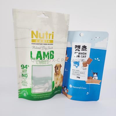 China Pet Food Stand Up Pouch Bags With Window Recyclable Ziplock Wholesale With BRC for sale