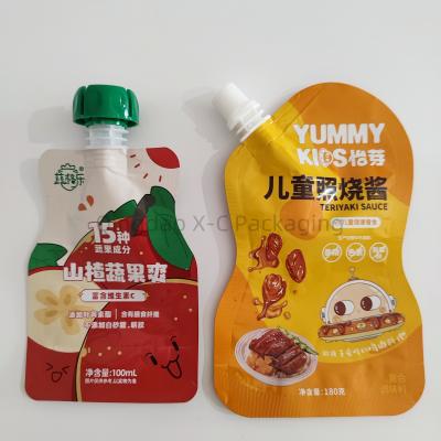 China OEM Shaped Printed Plastic Bags For Food Packaging Glossy Laminated Zipper Stand Up Pouch for sale