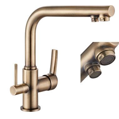 China Sense Faucets Hot&Cold Water Pure Water Drinking Bronze 3 Way Kitchen Faucet for sale