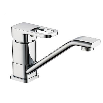 China Modern Zinc Hollow Out Handle Square Brass Mixer Taps Single Lever Chrome Kitchen Faucet for sale