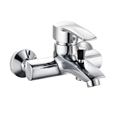 China Without Handle Chrome Slide Bar Water Saving Brass Single Bathtub Mixer Wall Mounted Bath Faucet for sale