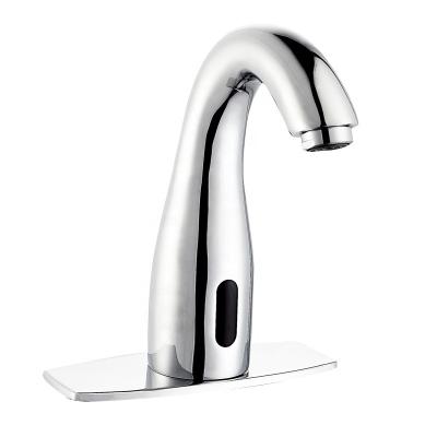 China Sense Faucets Chrome Plated Touch Free Handle DC AC Sensor Brass Automatic Basin Faucet for sale