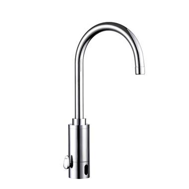 China Electric Faucets Goose Neck LED Sensor Bathroom Sink Faucet Hands Touch Kitchen Auto Faucet for sale