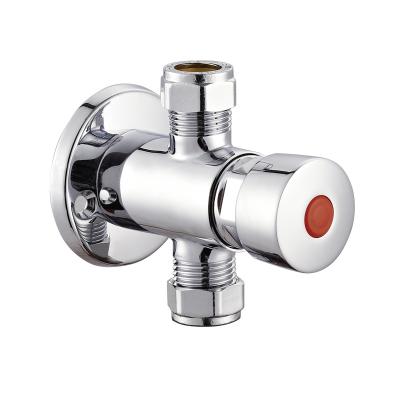 China Contemporary Push Button Water Time Delay Brass Chrome Plated Exposed Shower Valve for sale