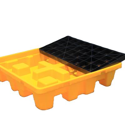 China Wholesale High Quality Cheap Industrial Control Oil Spill Single Faced 4 Drum HDPE Plastic Pallet for sale