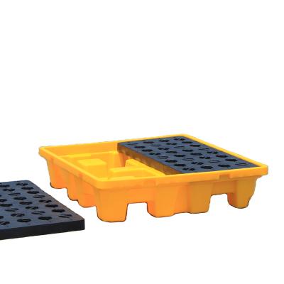 China Factory Price Cheapest 4 Drum Spill Pallet Shipping Container Single Faced Leakproof Tray for sale