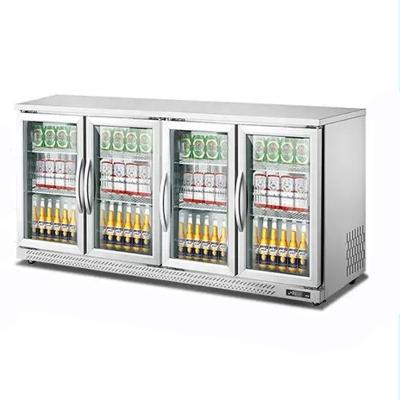 China Single-temperature Commercial 4 Glass Front Door Under Counter Refrigerated Display Cabinet Table Top Small Bar Fridge for sale