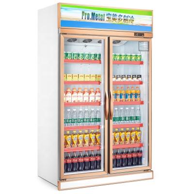 China Commercial Single-Temperature Deli 2 Door Glass Refrigerated Beer Showcase Upright Cooler for sale