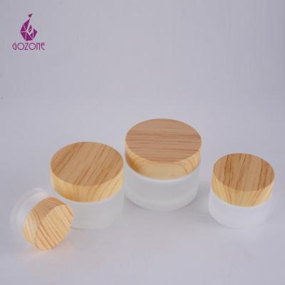 China Eco-Friendly Glass Bamboo Jar Cream Personal Care Frosted Face Cream 30G Lid Containers For Cosmetics for sale