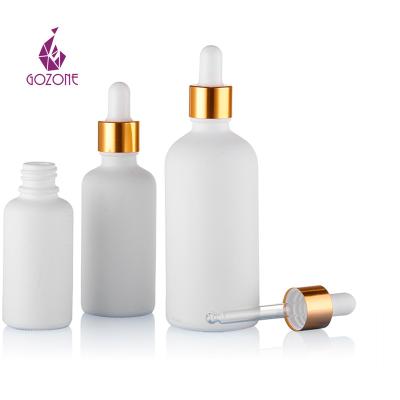 China Cosmetic Round All White Opaque Cosmetic Body Oil Serum 50Ml 100Ml Amber Glass Dropper Bottle for sale