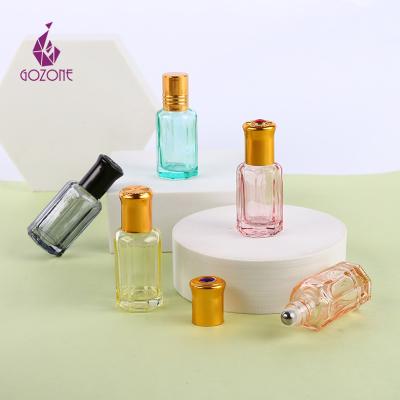 China Cosmetics 6Ml 12Ml Attar Essential Oil Perfume Cosmetics Packaging Glass Oil Roll On Bottle for sale