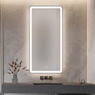 China Popular Simple Luxury Waterproof Bathroom Hotel Rectangle Style Smart Magnifying Fogproof Touch Screen Illuminated LED Light Mirror for sale