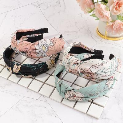 China Headband Knotted Printing High Quality Korean Custom Makeup Designer Temperament Head Band for sale