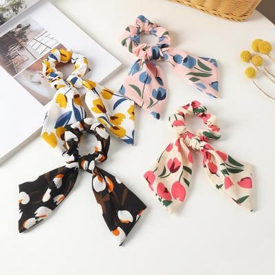 China Kids Fashionable Hair Band Hair Scrunchy Makeup Elastic Tulip Flower Print Cartoon Elastic Hair Bands for sale