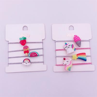 China Cute Unicorn Womens Nylon Hair Tie Elastic Bands Fashionable Soft Children Safe Elastic Hair Bands for sale