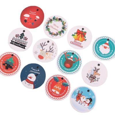 China Ear studs earrings hair clips Cute cartoon packaging label circular Christmas small hanging tag Festival themed gift packaging card hanging tag for sale