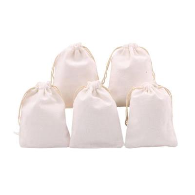 China Recyclable Spot high-density white cotton drawstring mouth storage bag with small gift bag for sale