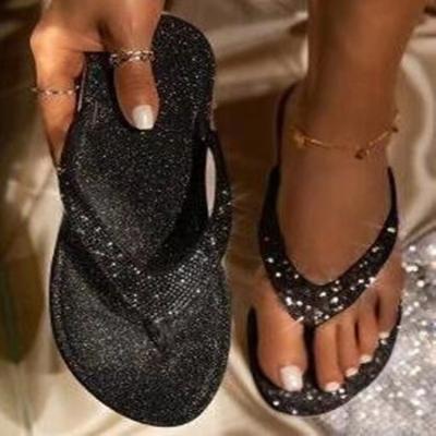 China 2022 Summer New Plus-Size Flat Herringbone Casual Daily Rhinestone Border Anti-Skid Sequins for sale