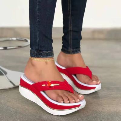 China Massage Women's Summer Outdoor Casual Sandals With Flip-Flops With Big Wedges And Platforms for sale