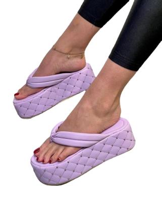 China 2022 summer European and American fashion trend women's plus-size slipper transnational wedges platform flip-flops trifle and slipper new for sale