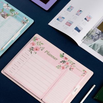 China Custom Loose Leaf Fridge Magnet To Do List Notepad Checklist Planner Board with Pen Holder for sale