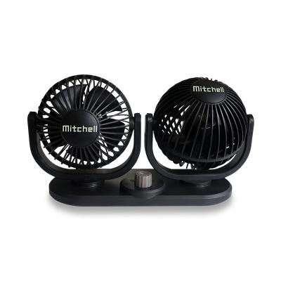 China 2 Speeds High Quality Car Fan Interior Accessories 360 Degree Rotating Double Headed Fan 12v DC Car Fan for sale