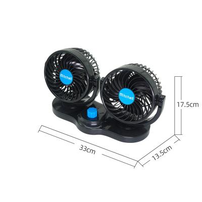 China Mitchell Double Head ABS Portable Car Fan Two Speed ​​Fan 5inch 12v Fan For Car Cooling for sale