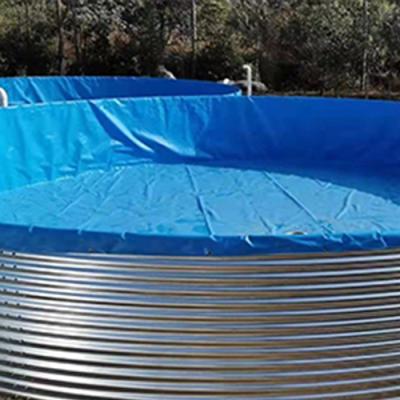 China Hotels price cheap hot dip galvanized corrugated steel tank with PVC tarpaulin circular around cylindrical water storage tank for sale