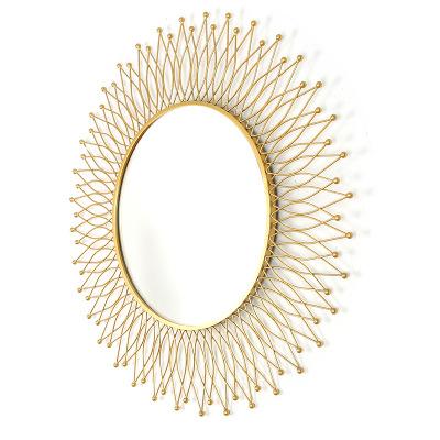 China Best Selling Home Bathroom Bedroom Modern Living Room Wall Modern Bathroom Mirror, Gold Metal Bathroom Makeup Mirror for sale