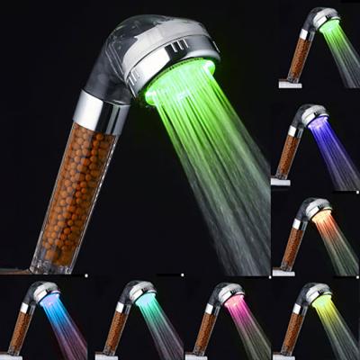 China Needle Free Led Ion Filtering Shower Head Temperature Control Strong Negative Water Pressure ABS Hand Saving Shower for sale